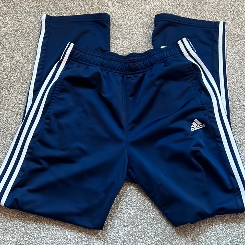 Mens Adidas Blue/white stripped basketball/jogging pants
